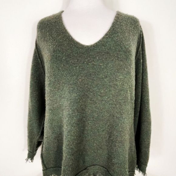 Free People Bohemian Irresistible Fringe Wool Linen Oversized Slouchy Sweater - Picture 3 of 10